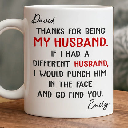 Custom Mug - Personalized Anniversary Christmas Wedding Gifts For Husband And Wife, Him And Her - You're Lucky I Love You