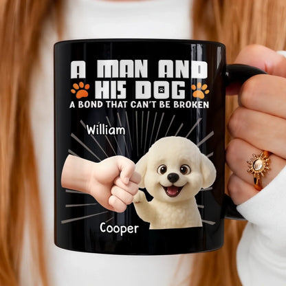 Custom Black Mug - Personalized Birthday Gifts For Dog Lovers, Dog Dad And Mom - Powered By Puppy Joy