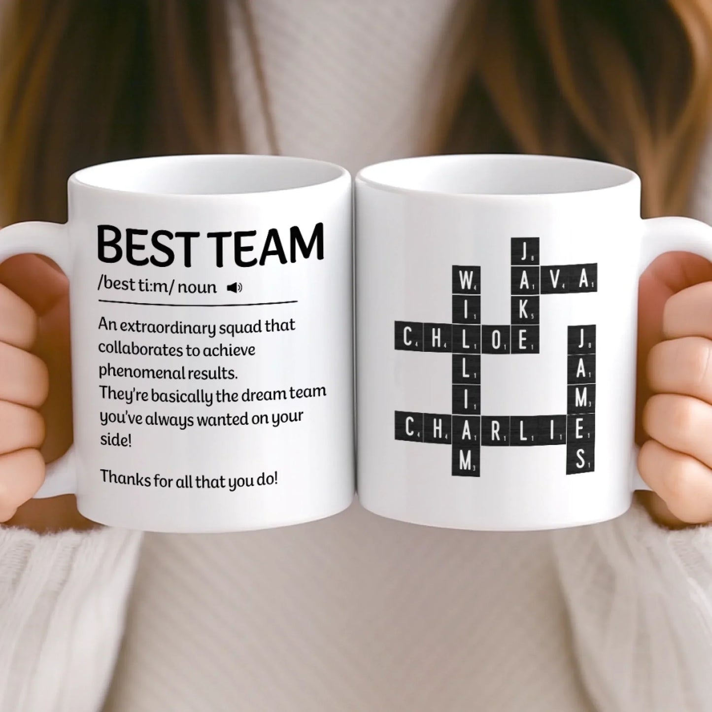 Custom Scrabble Mug - Personalized Birthday Gifts For Coworker, Work Bestie - Workdays Are Better With You