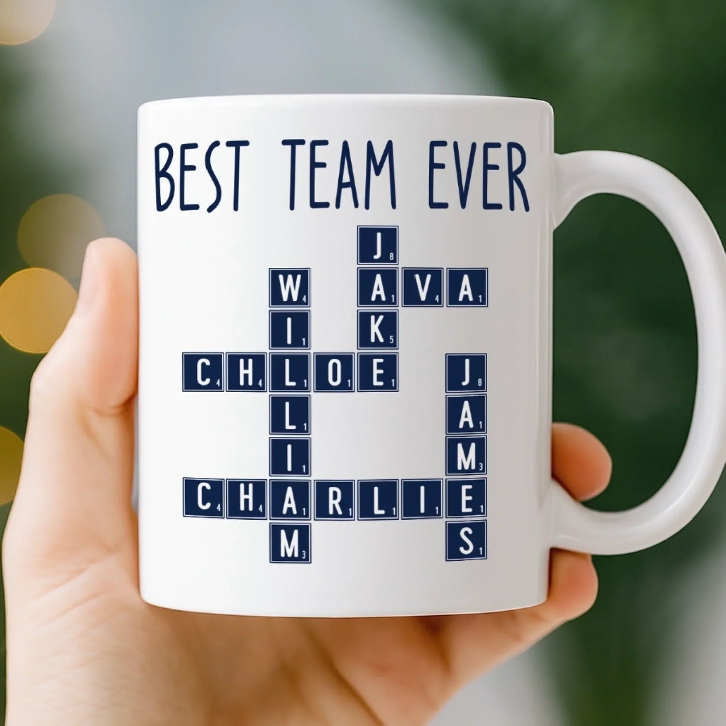 Custom Scrabble Mug - Personalized Birthday Gifts For Coworker, Work Bestie - Building Great Days Together Here