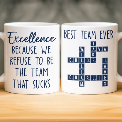 Custom Scrabble Mug - Personalized Birthday Gifts For Coworker, Work Bestie - Building Great Days Together Here