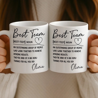 Custom Mug - Personalized Birthday Gifts For Coworker, Work Bestie - Work Feels Lighter With You