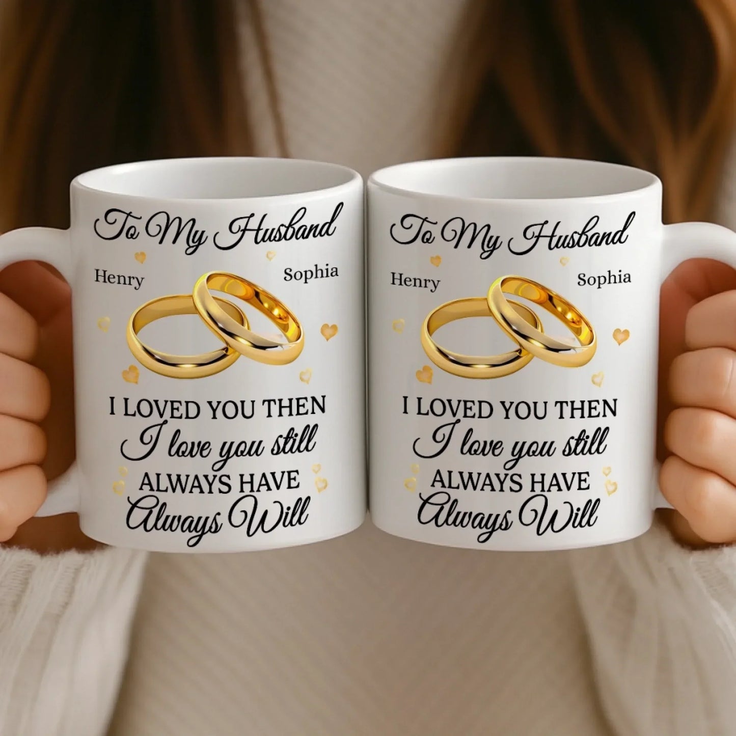 Custom Mug - Personalized Anniversary Wedding Gifts For Husband And Wife, Him And Her - Love You Then, Love You Now