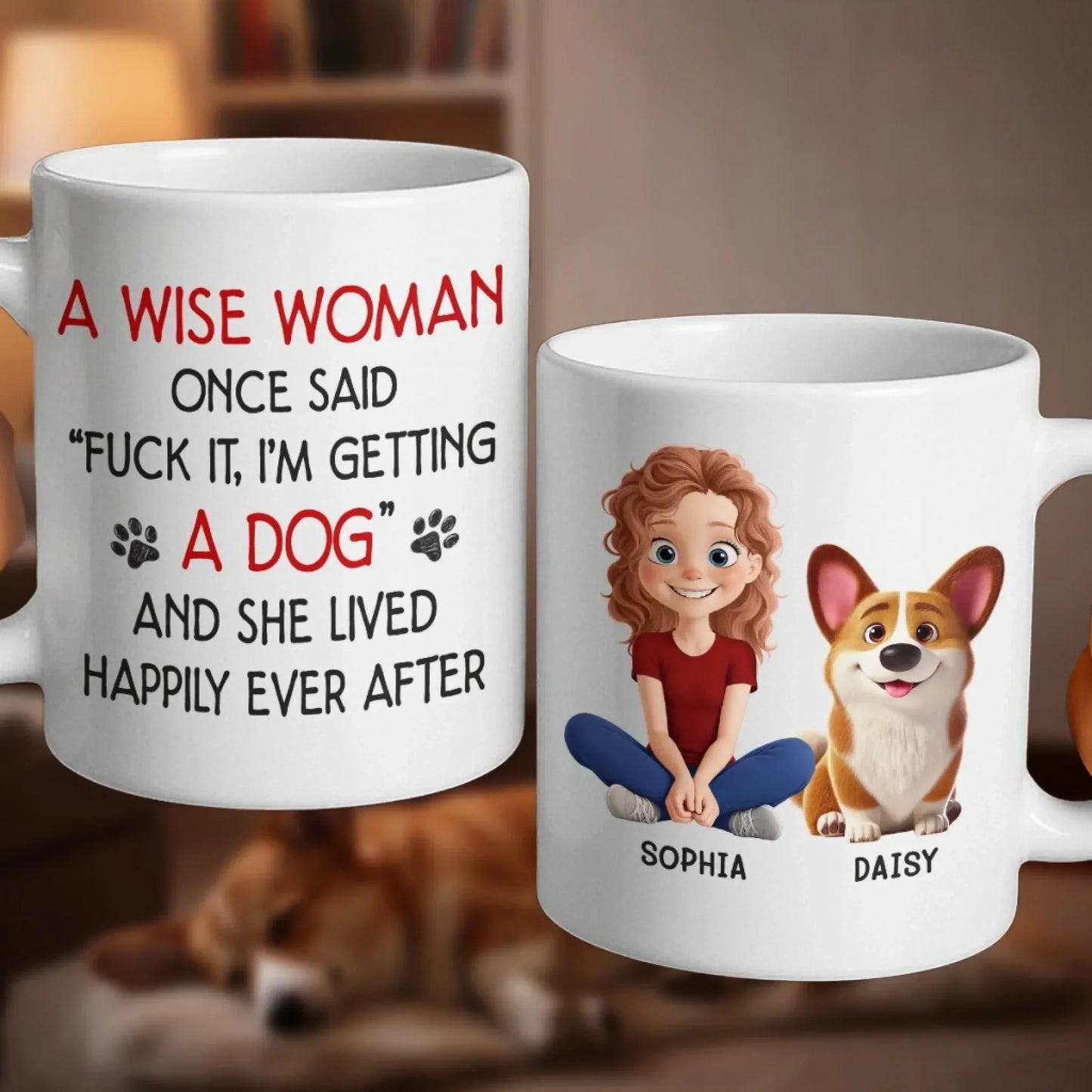 Custom Mug - Personalized Birthday Gifts For Dog Lovers, Dog Dad And Mom - My Heart Has Four Paws