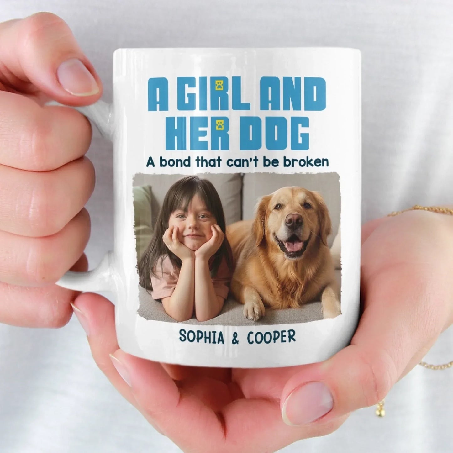 Custom Photo Mug - Personalized Christmas Birthday Gifts For Dog Cat Lovers, Dog Dad And Mom, Cat Owners - Little Girl, Big Love