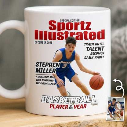 Custom Photo Magazine Mug - Personalized Birthday Gifts For Football, Basketball, Soccer, Baseball, Golf, Ice Hockey Lovers, Sports Fans, Sports Lovers - I'm Here For The Game
