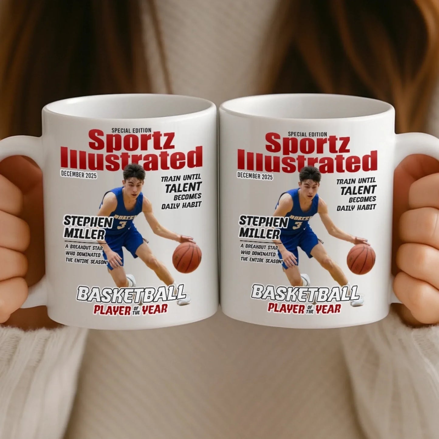 Custom Photo Magazine Mug - Personalized Birthday Gifts For Football, Basketball, Soccer, Baseball, Golf, Ice Hockey Lovers, Sports Fans, Sports Lovers - I'm Here For The Game