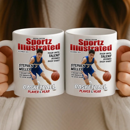 Custom Photo Magazine Mug - Personalized Birthday Gifts For Football, Basketball, Soccer, Baseball, Golf, Ice Hockey Lovers, Sports Fans, Sports Lovers - I'm Here For The Game