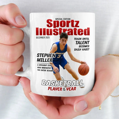 Custom Photo Magazine Mug - Personalized Birthday Gifts For Football, Basketball, Soccer, Baseball, Golf, Ice Hockey Lovers, Sports Fans, Sports Lovers - I'm Here For The Game