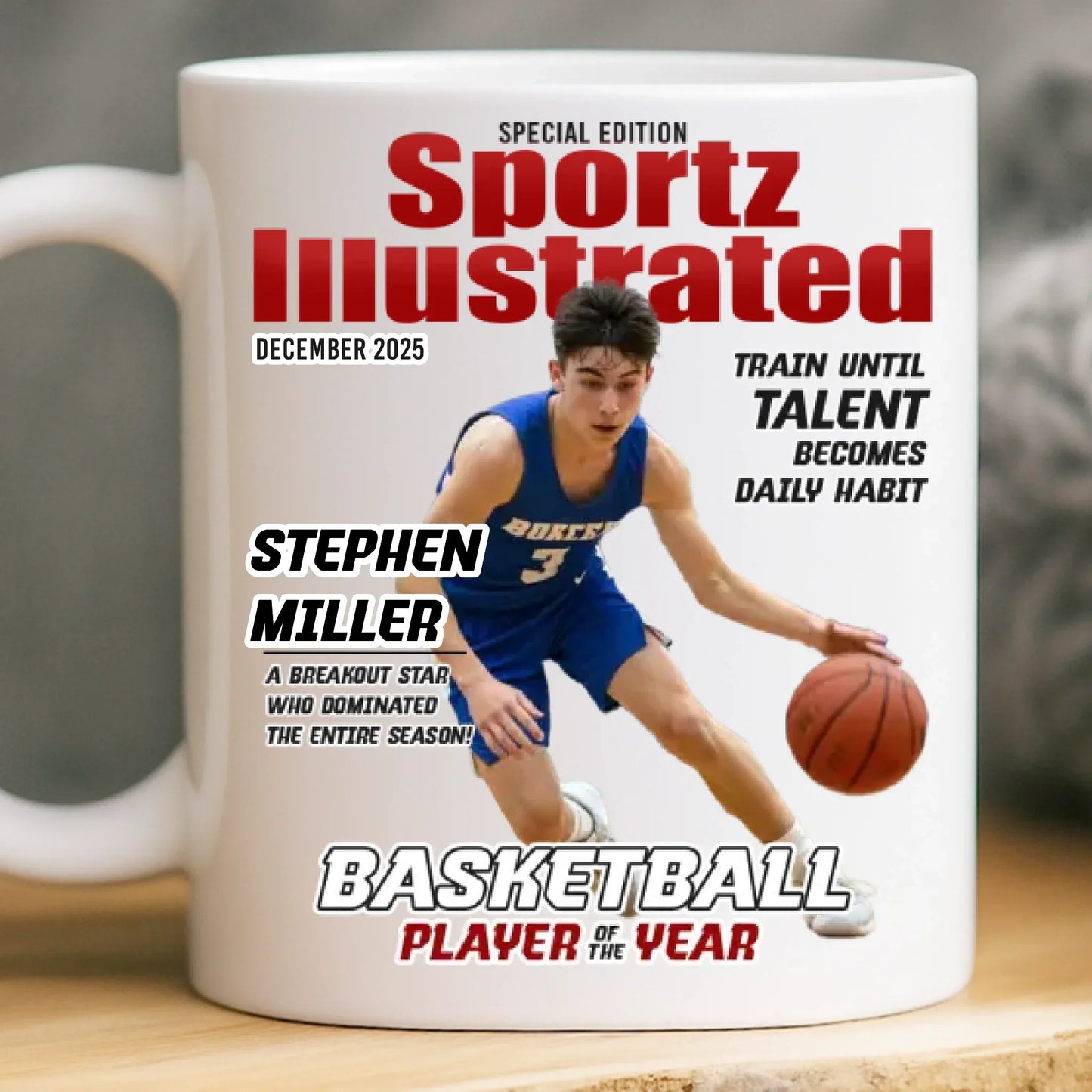 Custom Photo Magazine Mug - Personalized Birthday Gifts For Football, Basketball, Soccer, Baseball, Golf, Ice Hockey Lovers, Sports Fans, Sports Lovers - I'm Here For The Game