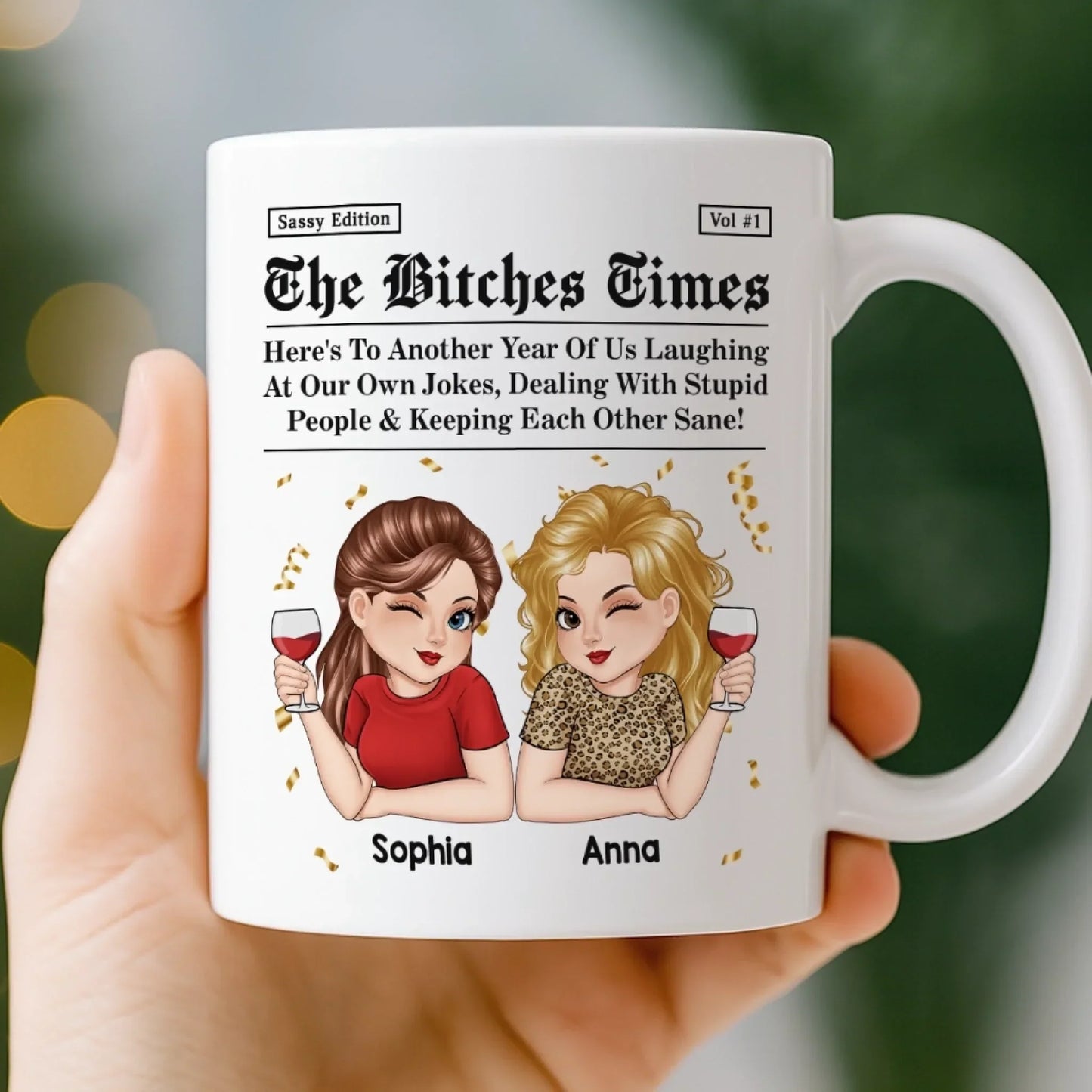 Custom Mug - Personalized Best Friend Birthday Gifts For Women, Besties, Sisters, BFF - Life Hits Better With You