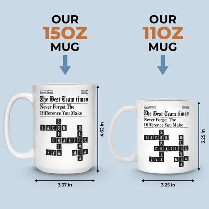 Custom Scrabble Mug - Personalized Birthday Gifts For Coworker, Work Bestie - Teamwork Makes Every Day Better