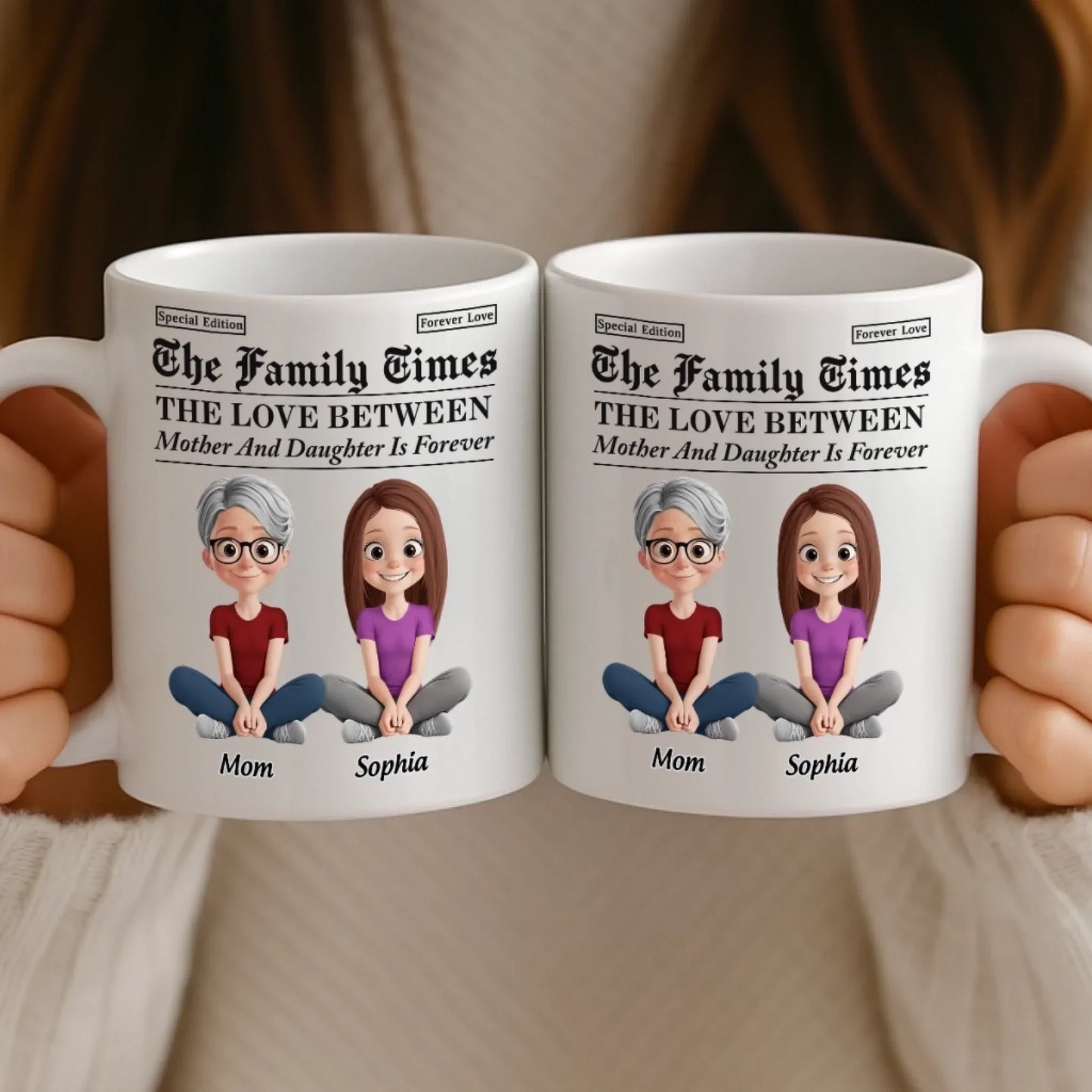 Custom Mug - Personalized Birthday Gifts For Mom, Dad, Daughter, Son - Growing Up Together With Love