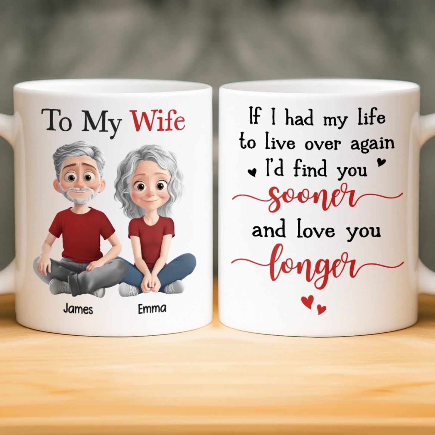 Custom Mug - Personalized Anniversary Wedding Gifts For Husband And Wife, Him And Her - Love You More Than Yesterday