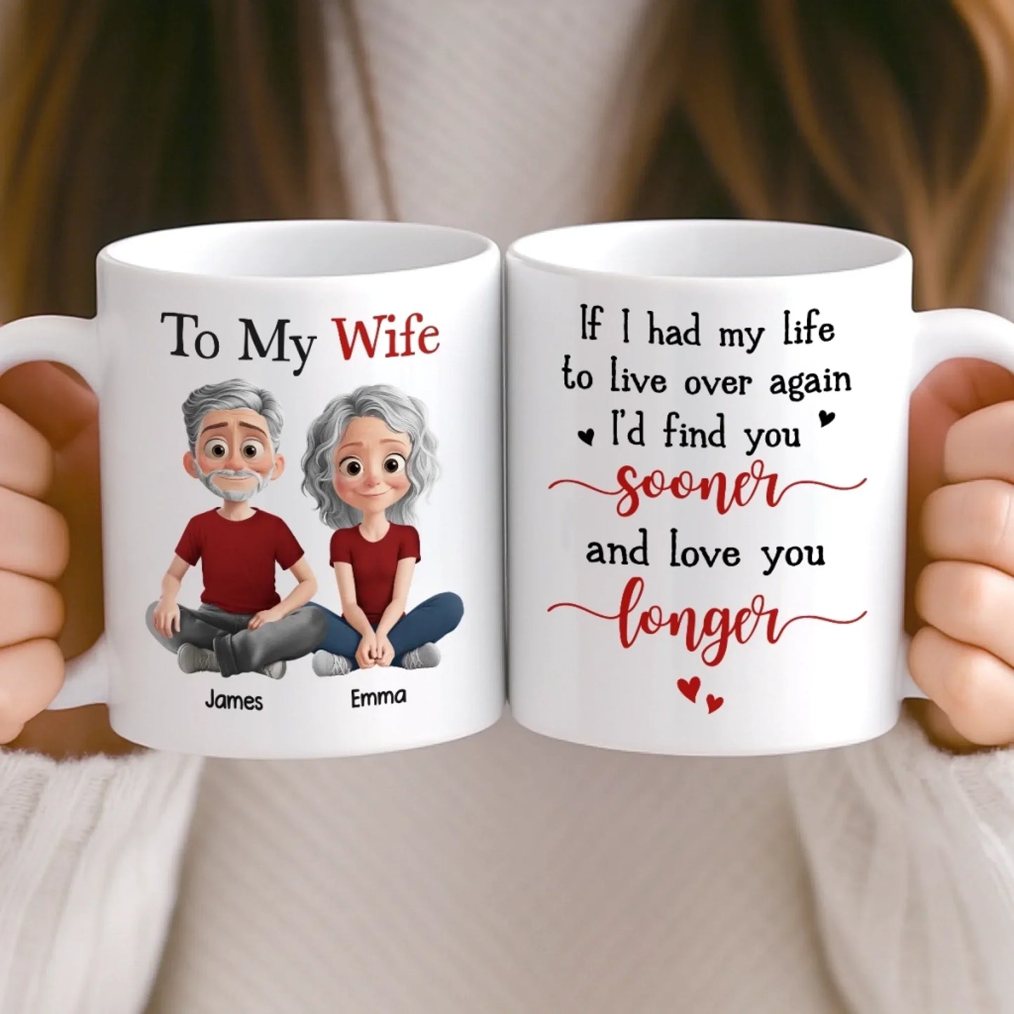 Custom Mug - Personalized Anniversary Wedding Gifts For Husband And Wife, Him And Her - Love You More Than Yesterday