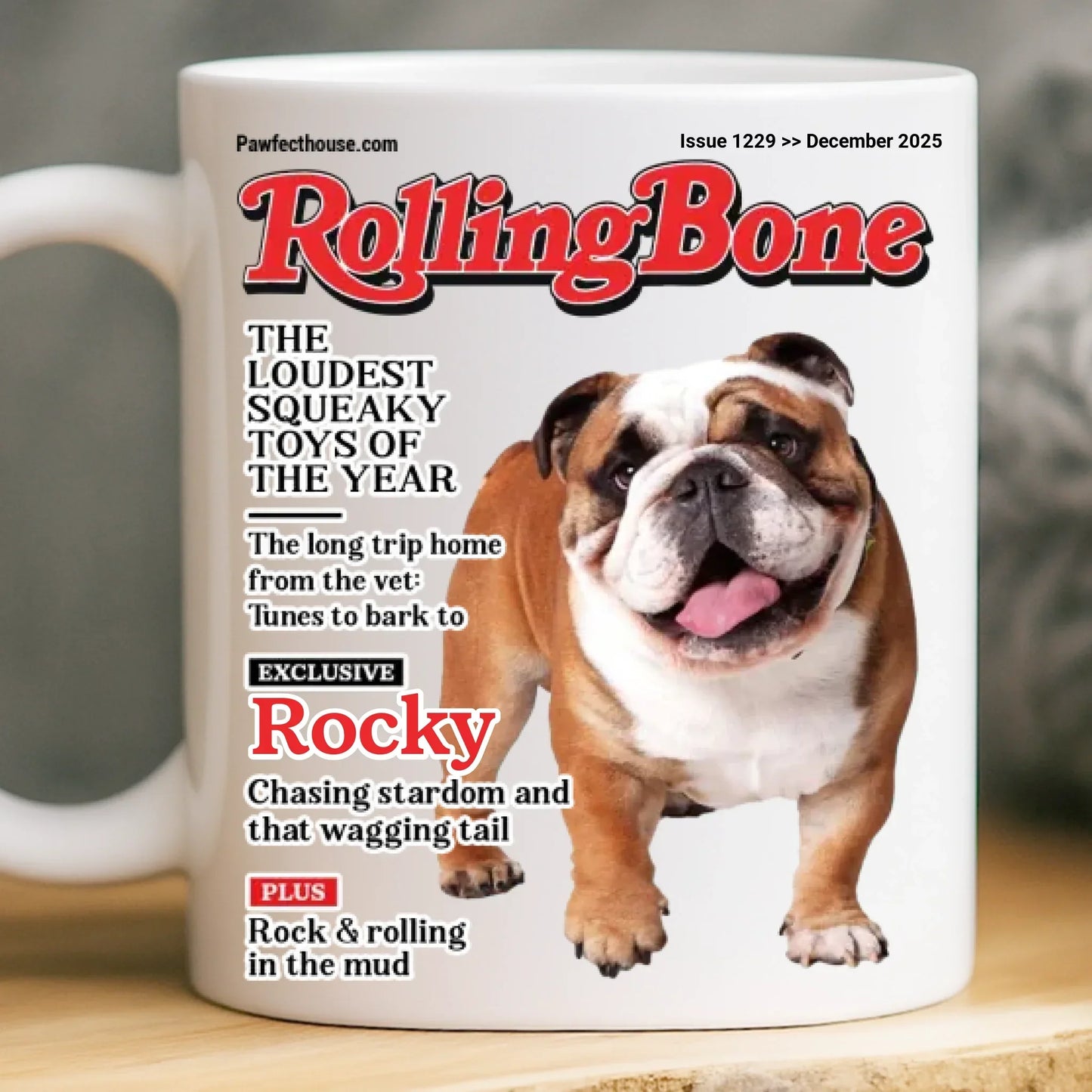Custom Photo Magazine Mug - Personalized Birthday Gifts For Dog Lovers, Dog Dad And Mom - Smiling Because Of You