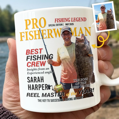 Custom Photo Magazine Mug - Personalized Birthday Gifts For Fisherman - Hooked On The Outdoors