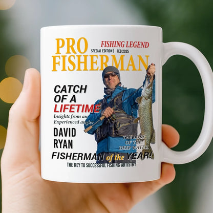 Custom Photo Magazine Mug - Personalized Birthday Gifts For Fisherman - Catching Sunshine All Day