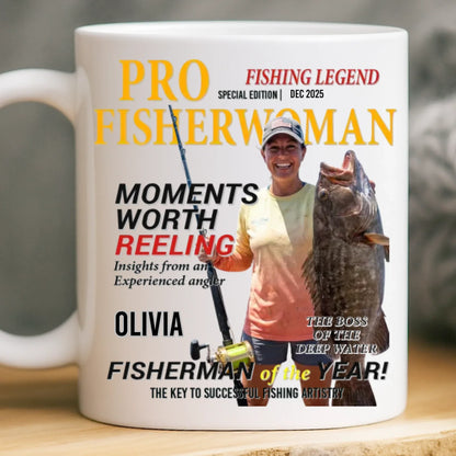 Custom Photo Magazine Mug - Personalized Birthday Gifts For Fisherman - Hooked On The Outdoors