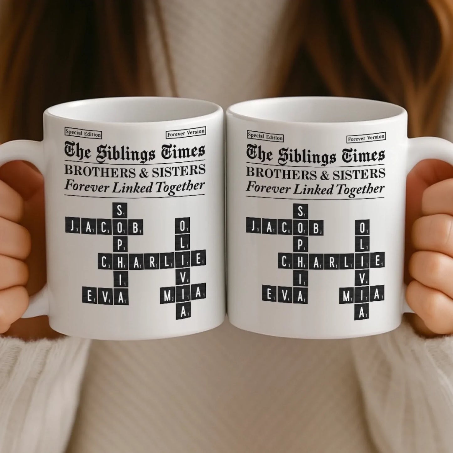 Custom Scrabble Mug - Personalized Christmas Birthday Gifts For Brother, Sister - Different Paths Same Heartbeat