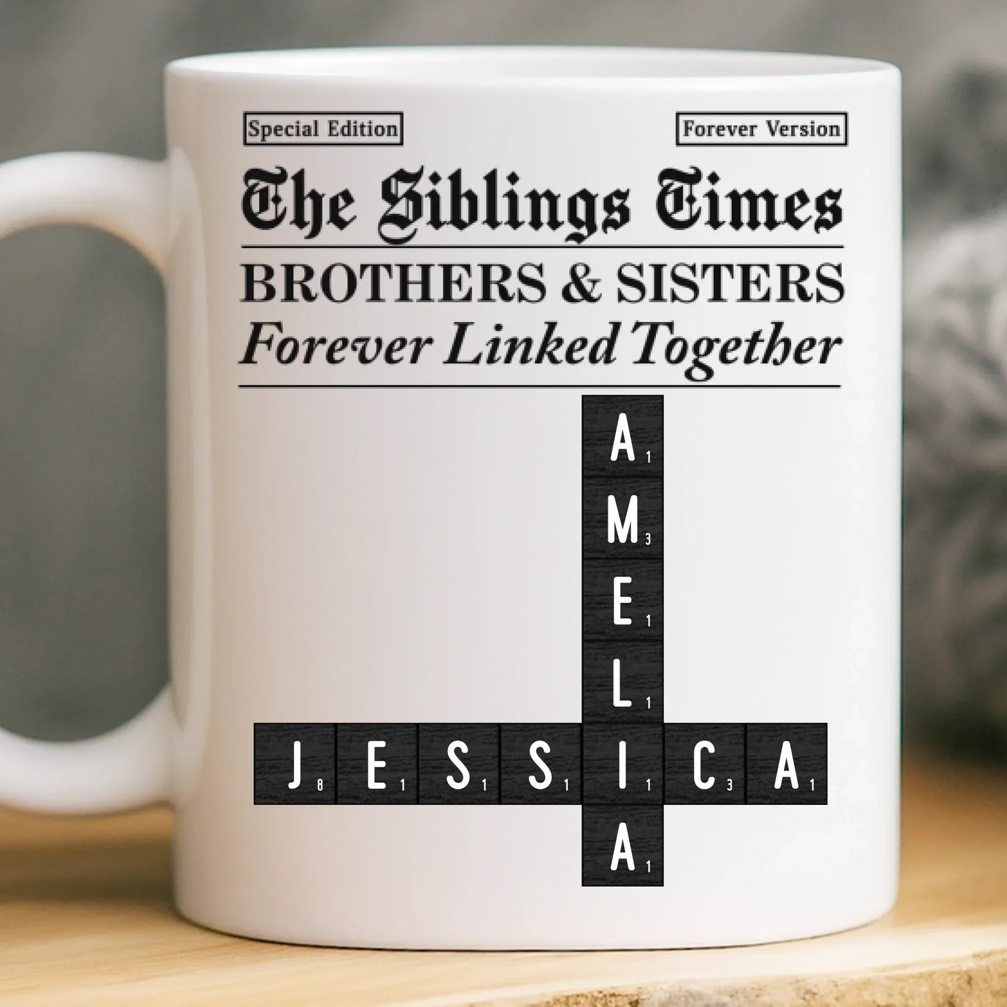 Custom Scrabble Mug - Personalized Christmas Birthday Gifts For Brother, Sister - Different Paths Same Heartbeat