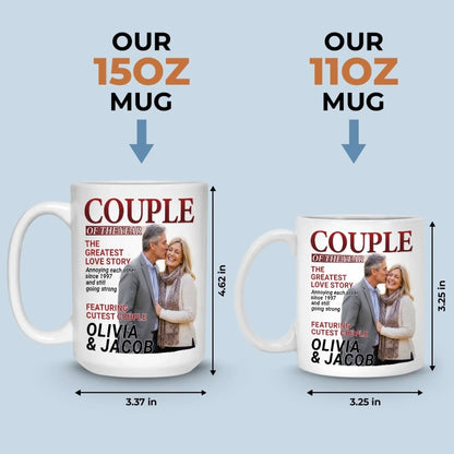 Custom Photo Magazine Mug - Personalized Anniversary Wedding Gifts For Husband And Wife, Him And Her - Love Grows Louder With You
