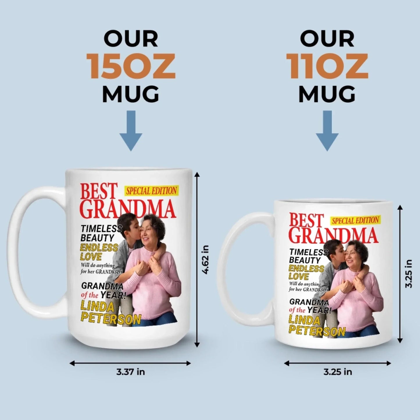 Custom Photo Magazine Mug - Personalized Birthday Gifts For Grandma - Her Love Makes Little Hearts Brighter