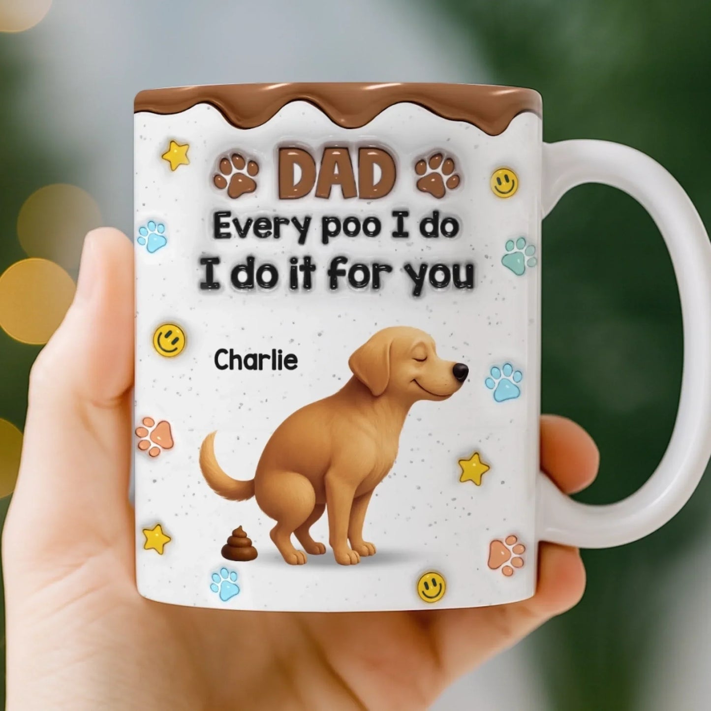 Custom 3D Inflated Effect Printed Mug - Personalized Christmas Birthday Gifts For Dog Lovers, Dog Dad And Mom - Sorry Dad, It's A Poop Day