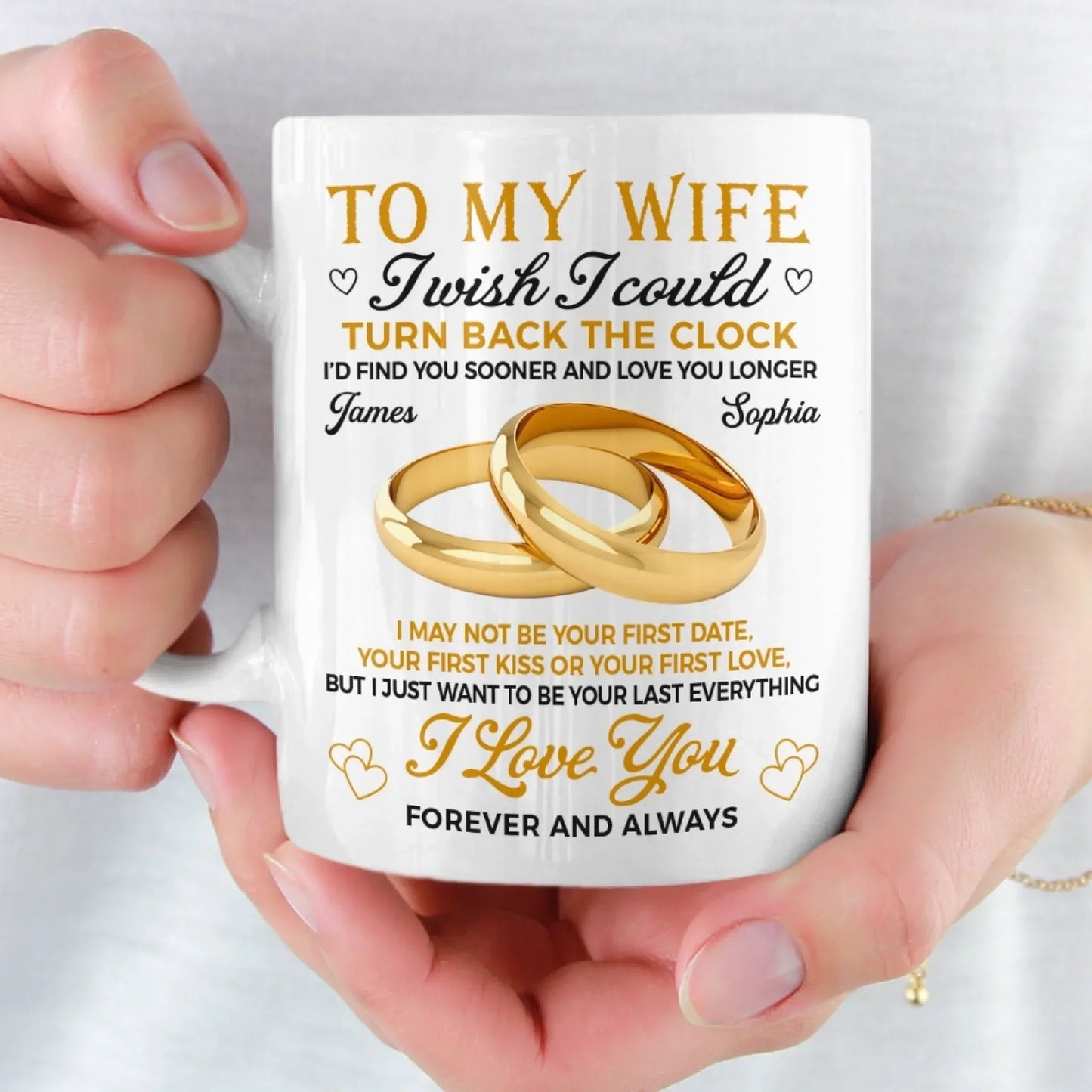 Custom Mug - Personalized Anniversary Wedding Gifts For Husband And Wife, Him And Her - Love Feels Easy Here