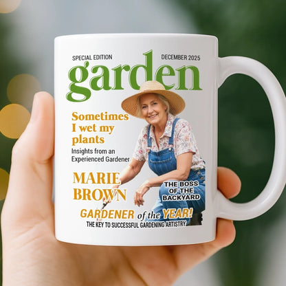 Custom Photo Magazine Mug - Personalized Christmas Birthday Garden Gifts For Gardeners - Dirt Therapy Enthusiast