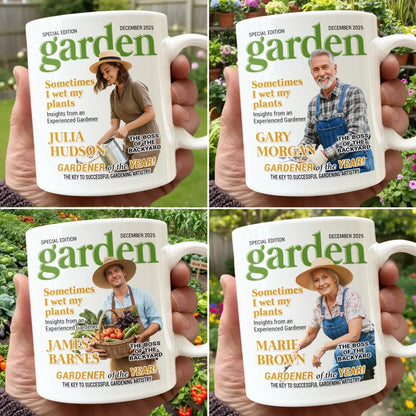 Custom Photo Magazine Mug - Personalized Christmas Birthday Garden Gifts For Gardeners - Dirt Therapy Enthusiast