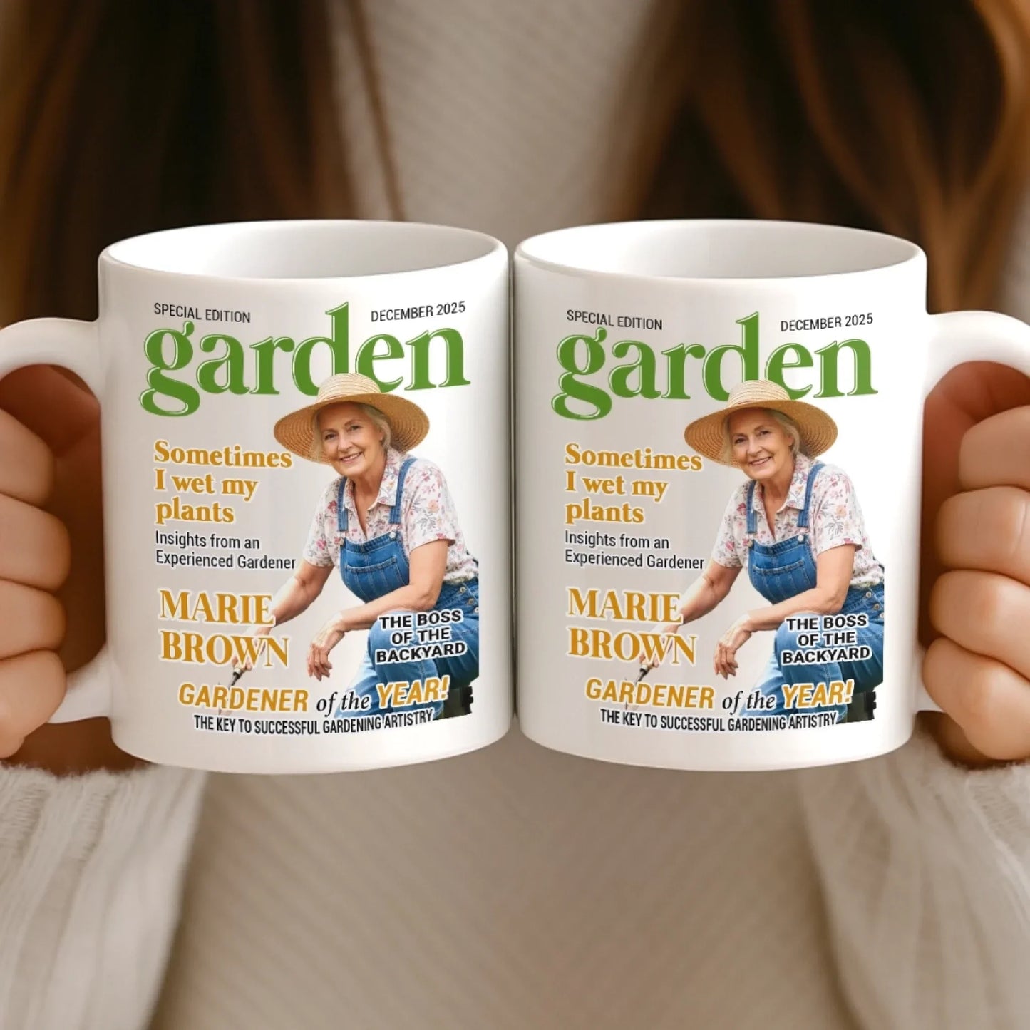 Custom Photo Magazine Mug - Personalized Christmas Birthday Garden Gifts For Gardeners - Dirt Therapy Enthusiast