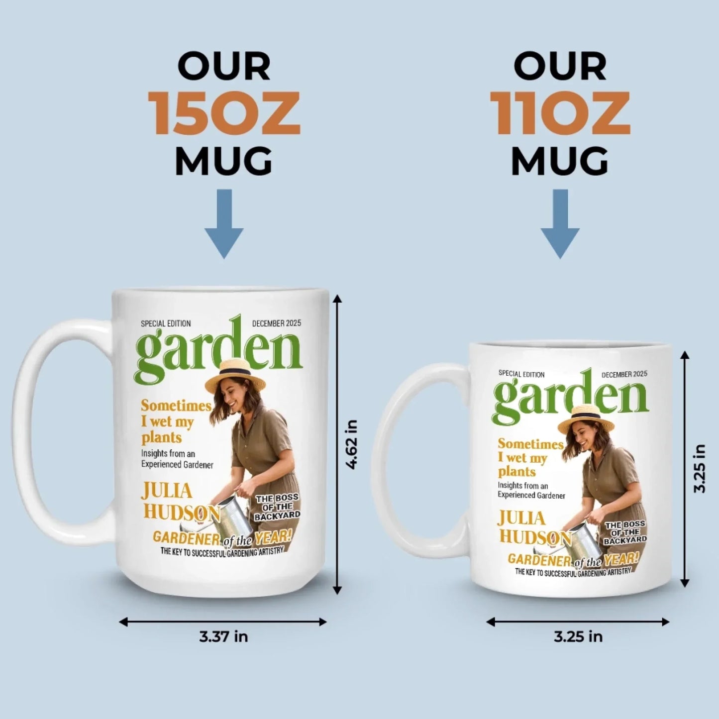 Custom Photo Magazine Mug - Personalized Christmas Birthday Garden Gifts For Gardeners - Dirt Therapy Enthusiast