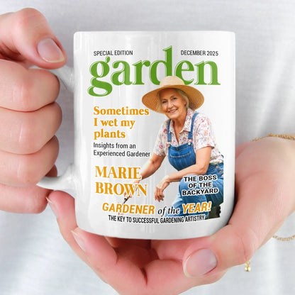 Custom Photo Magazine Mug - Personalized Christmas Birthday Garden Gifts For Gardeners - Dirt Therapy Enthusiast