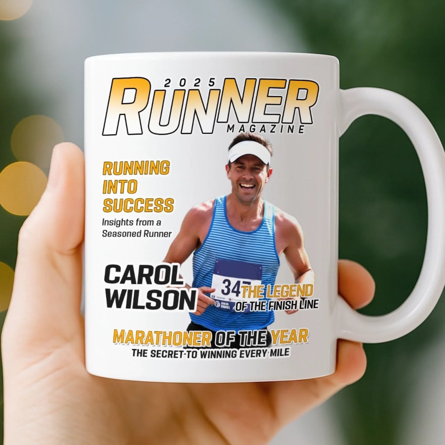 Custom Photo Magazine Mug - Personalized Birthday Running Gifts For Running Lovers, Sports Fans, Sports Lovers - Champions Train Daily