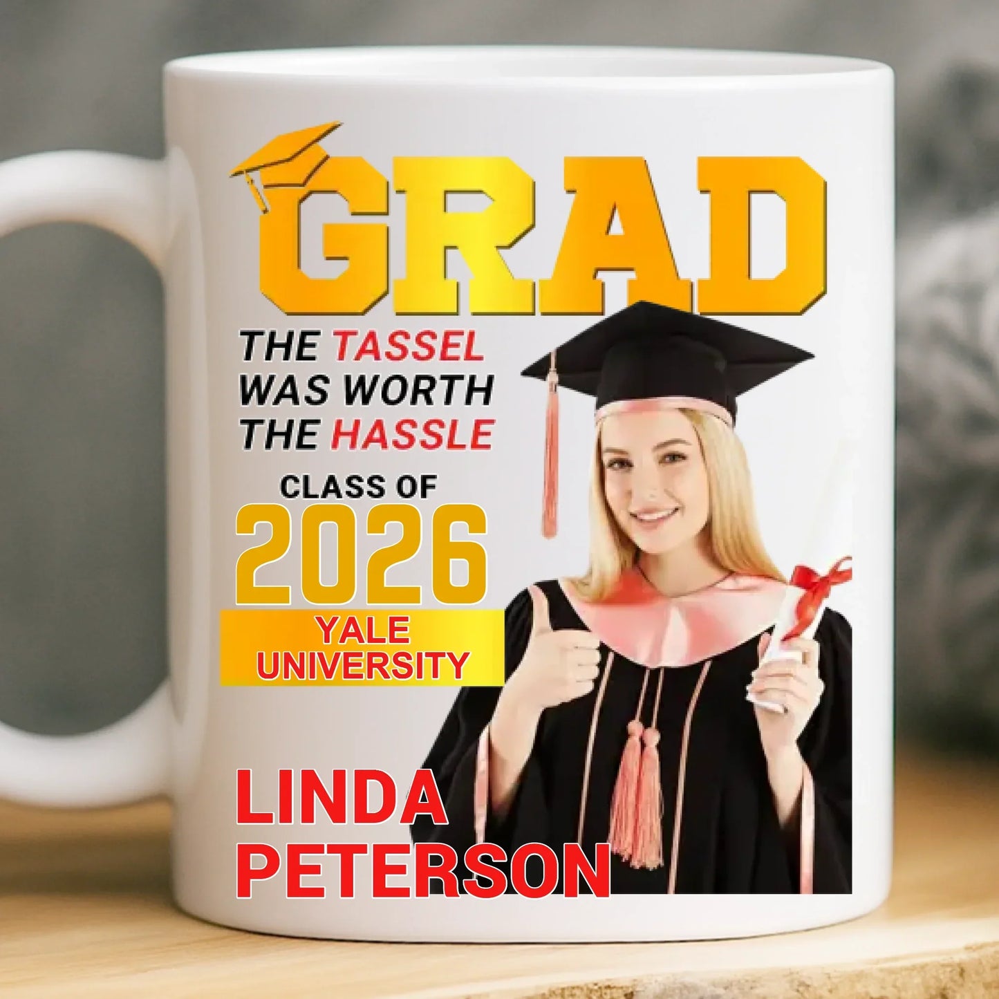 Custom Photo Magazine Mug - Personalized Graduation Gifts For Him, Her - The Tassel Is Worth The Hassle