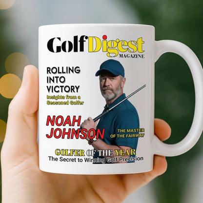 Custom Photo Magazine Mug - Personalized Christmas Birthday Golf Gifts For Men, Women - King Of The Fairway