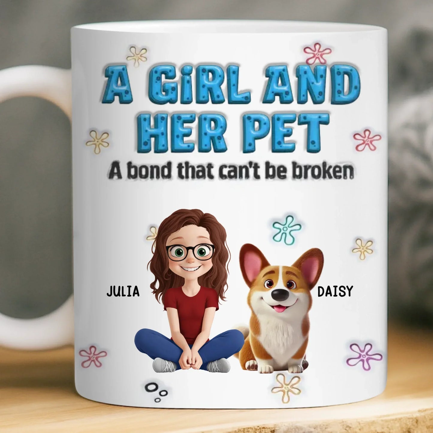 Custom 3D Inflated Effect Printed Mug - Personalized Christmas Birthday Gifts For Dog Cat Lovers, Dog Dad And Mom, Cat Owners - My World, My Pets