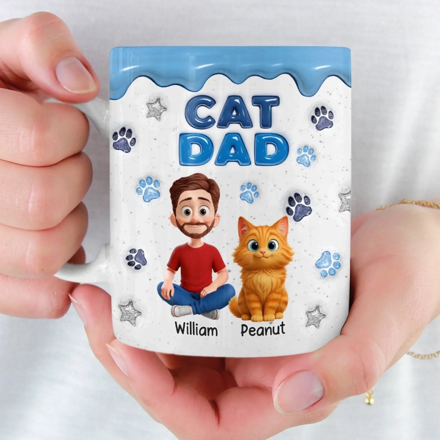 Custom 3D Inflated Effect Printed Mug - Personalized Birthday Gifts For Cat Lovers, Cat Mom And Dad - Living That Cat Life