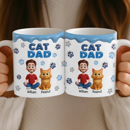 Custom 3D Inflated Effect Printed Mug - Personalized Birthday Gifts For Cat Lovers, Cat Mom And Dad - Living That Cat Life