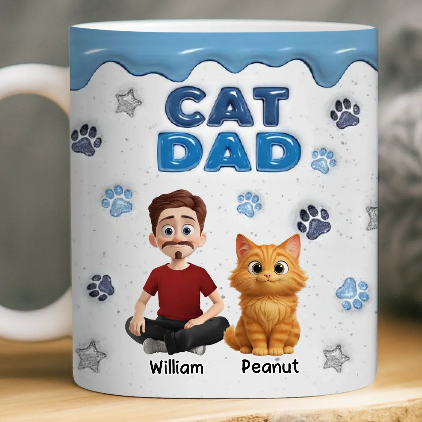 Custom 3D Inflated Effect Printed Mug - Personalized Birthday Gifts For Cat Lovers, Cat Mom And Dad - Living That Cat Life