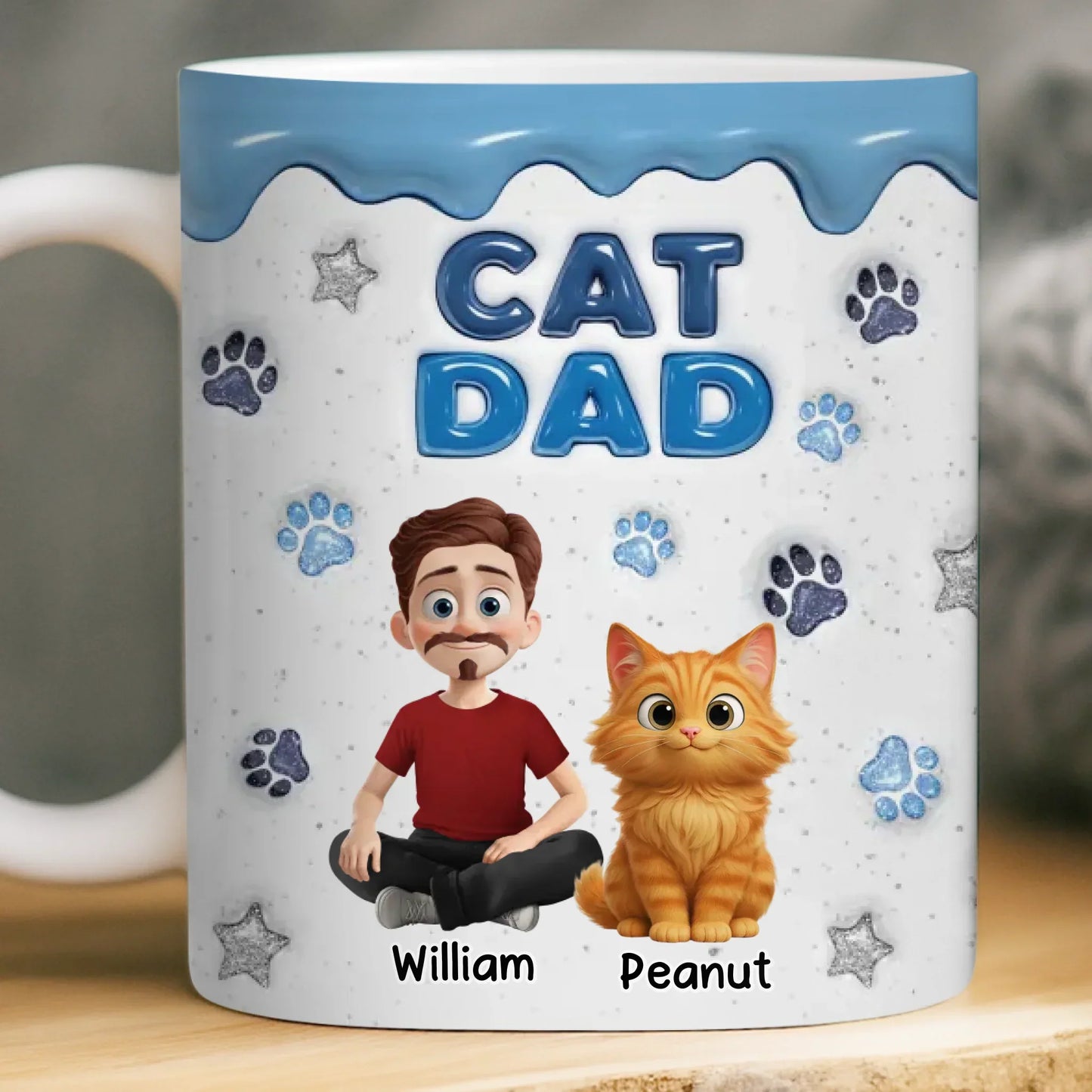 Custom 3D Inflated Effect Printed Mug - Personalized Birthday Gifts For Cat Lovers, Cat Mom And Dad - Living That Cat Life