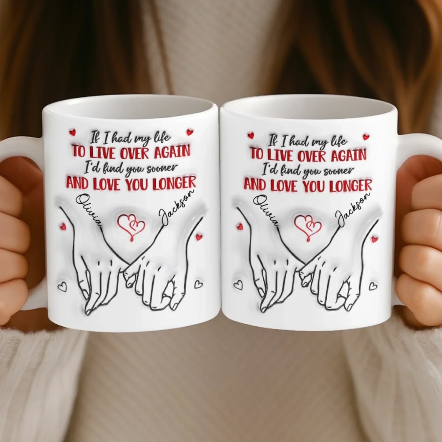 Custom 3D Inflated Effect Printed Mug - Personalized Anniversary Wedding Gifts For Husband And Wife, Him And Her - Love Feels Easy With You