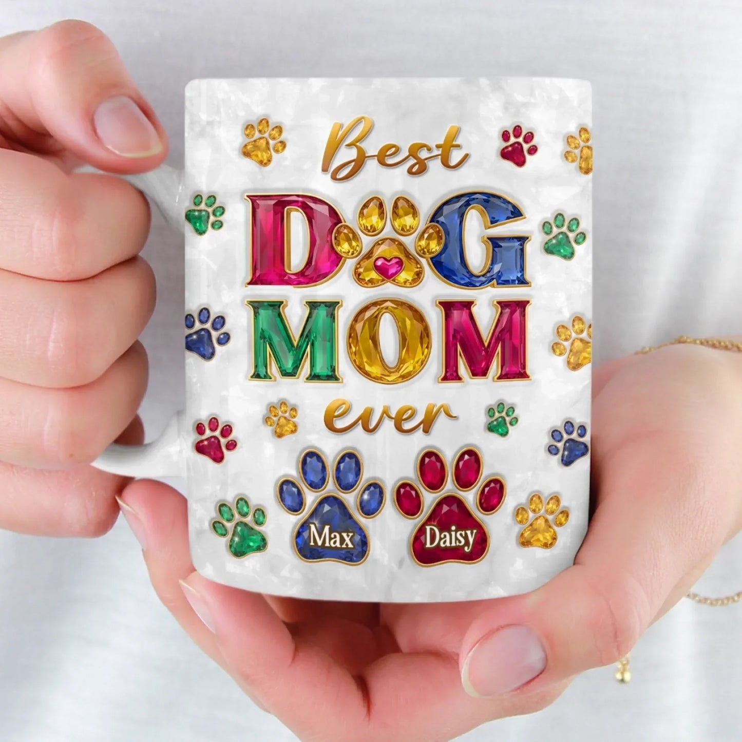 Custom 3D Inflated Effect Printed Mug - Personalized Christmas Birthday Gifts For Dog Cat Lovers, Dog Dad And Mom, Cat Owners - Shining With Fur Love