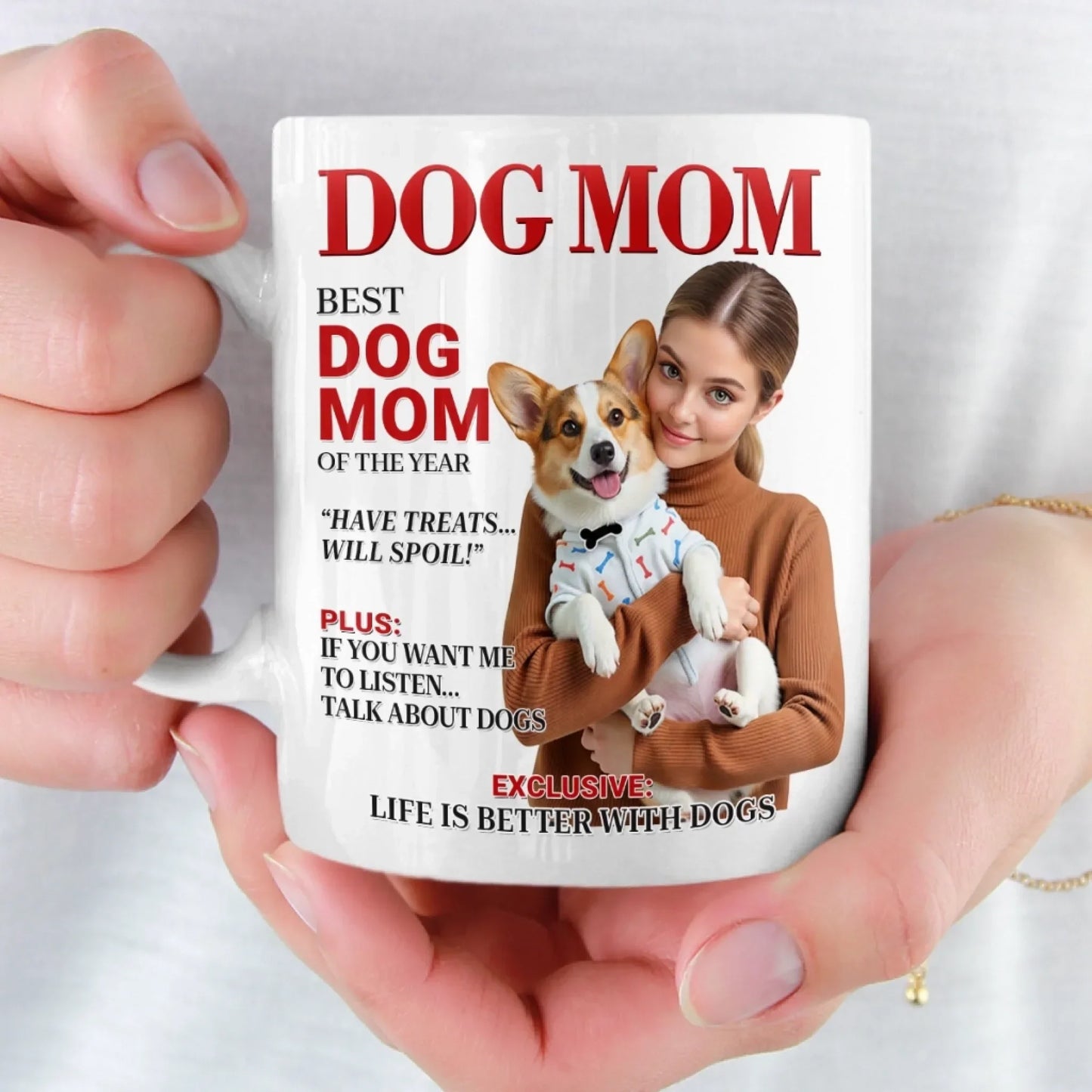 Custom Photo Magazine Mug - Personalized Birthday Gifts For Dog Cat Lovers, Dog Dad And Mom, Cat Owners - Proof Of Unconditional Love
