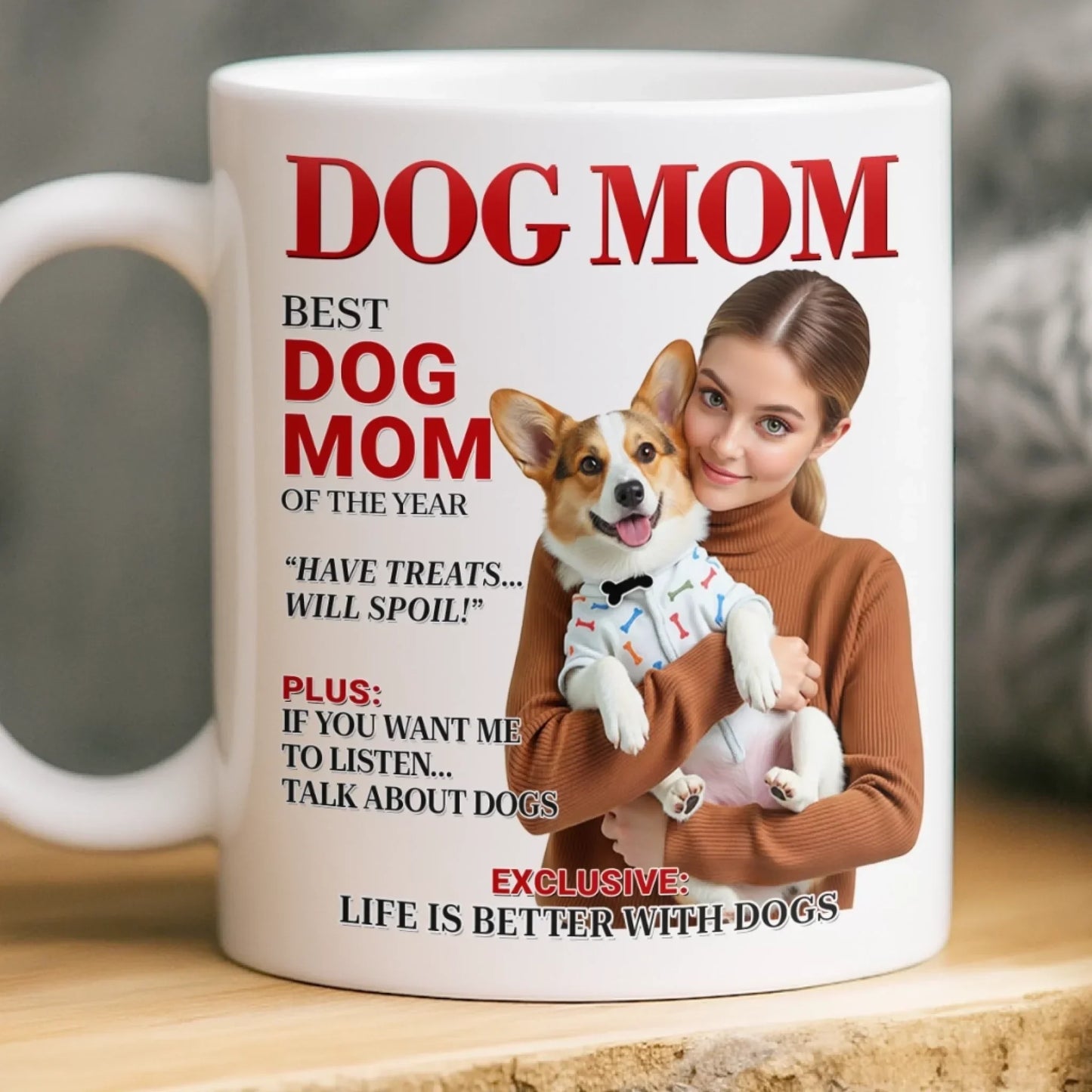 Custom Photo Magazine Mug - Personalized Birthday Gifts For Dog Cat Lovers, Dog Dad And Mom, Cat Owners - Proof Of Unconditional Love