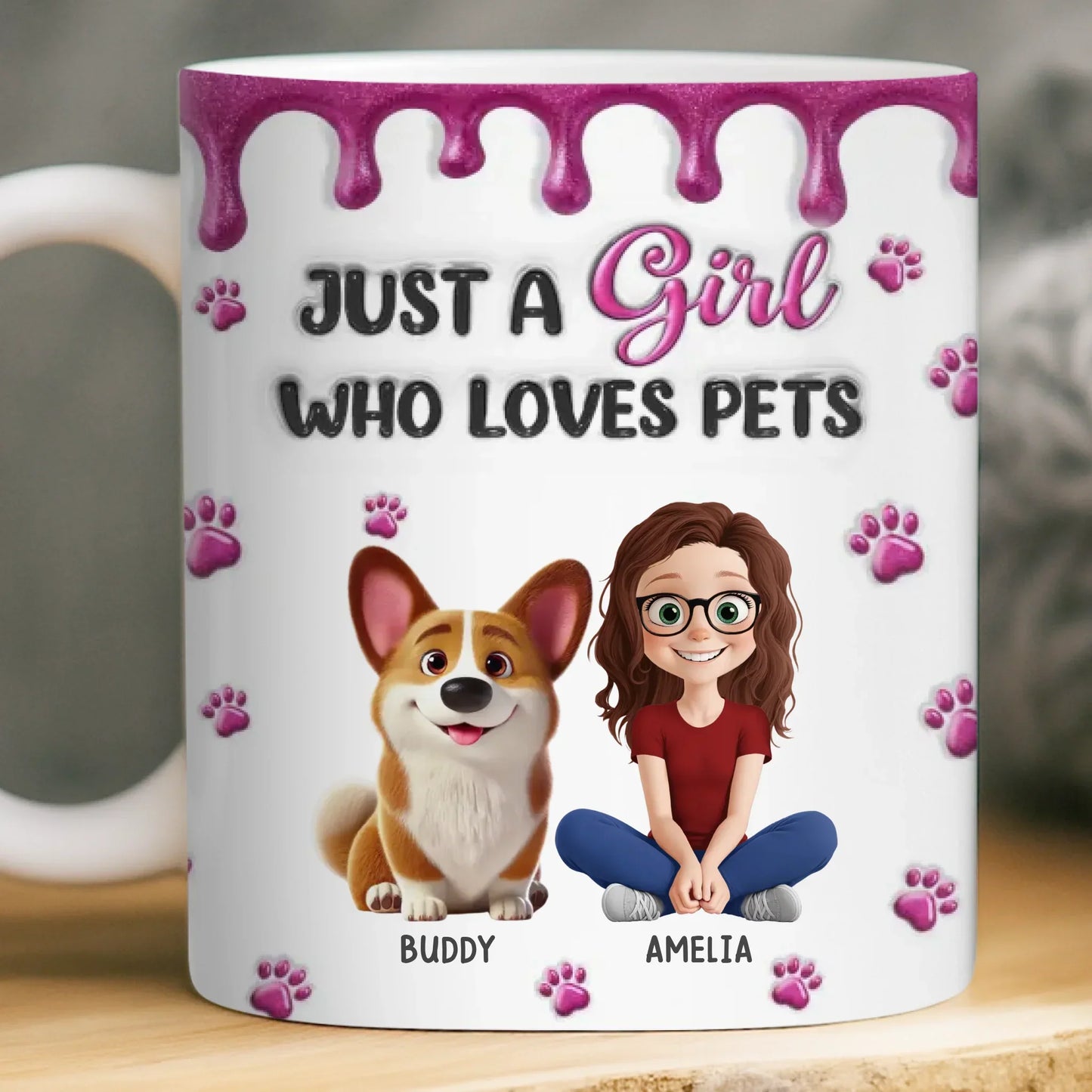 Custom 3D Inflated Effect Printed Mug - Personalized Birthday Gifts For Dog Cat Lovers, Dog Dad And Mom, Cat Owners - A Soft Spot For Wagging Tails