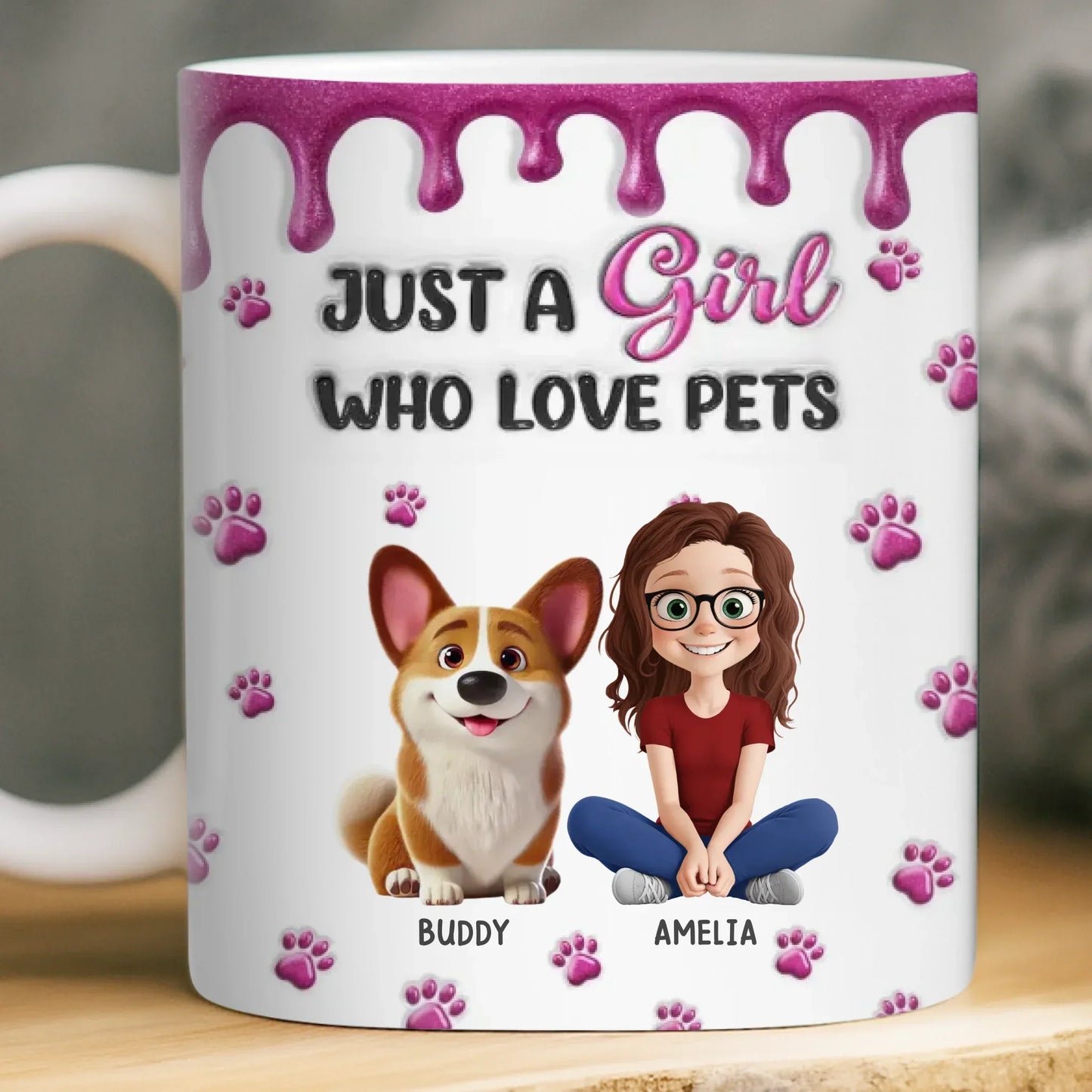 Custom 3D Inflated Effect Printed Mug - Personalized Birthday Gifts For Dog Cat Lovers, Dog Dad And Mom, Cat Owners - A Soft Spot For Wagging Tails