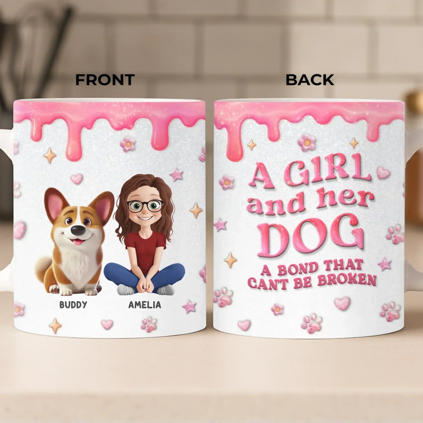 Custom 3D Inflated Effect Printed Mug - Personalized Birthday Gifts For Dog Lovers, Dog Dad And Mom - More Than Pets, More Than Family