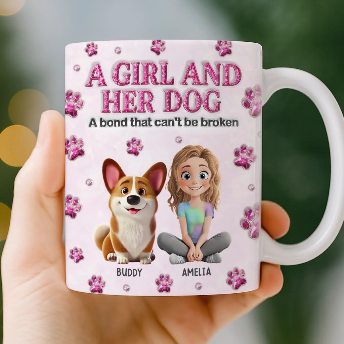 Custom 3D Inflated Effect Printed Mug - Personalized Birthday Gifts For Dog Lovers, Dog Dad And Mom - Best Friends For Life